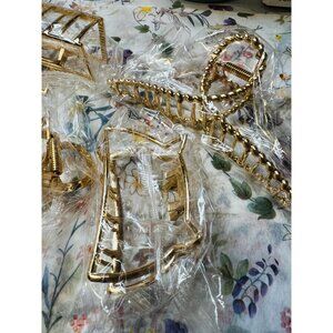 Gold Toned Hair Claw Clips Set Of 11 Pieces